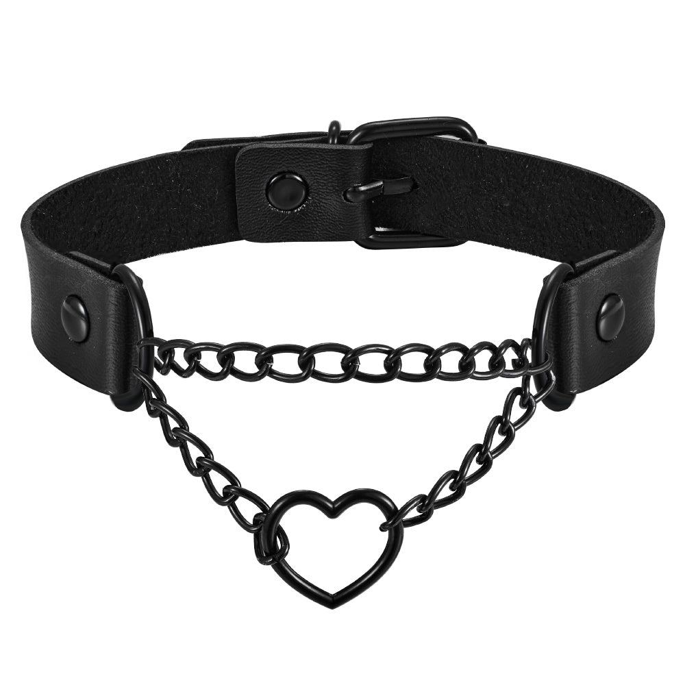 PU Lær Choker med hjerte YouAreCornyBye