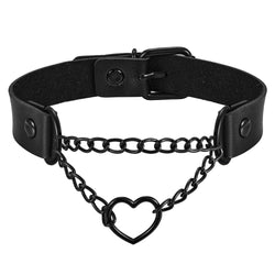 PU Lær Choker med hjerte YouAreCornyBye