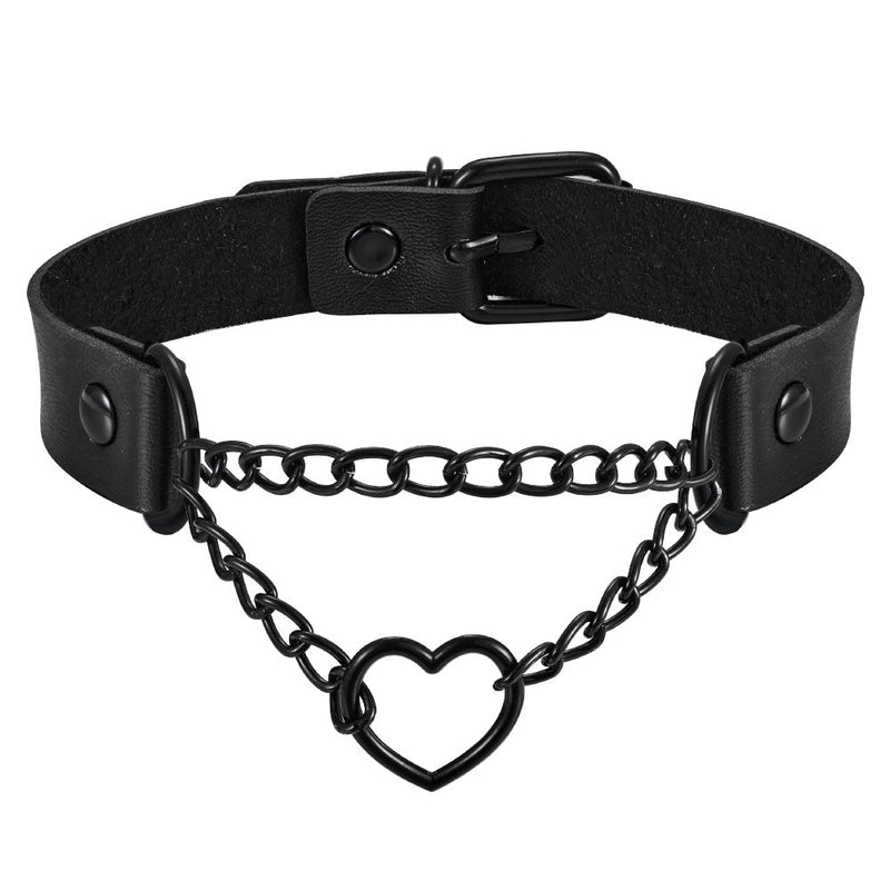 PU Lær Choker med hjerte YouAreCornyBye