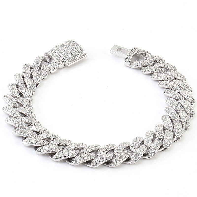 Cubansk Armbånd med 14mm Moissanite Diamanter + GRA CERT