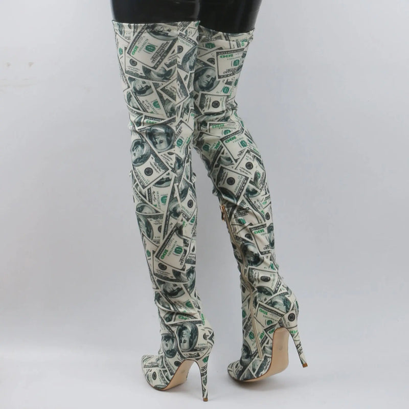 Dollar Stiletto Over Knee Boots