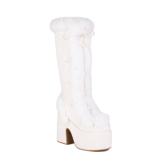 Funky Fur Platform Boots Snow