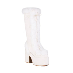 Funky Fur Platform Boots Snow