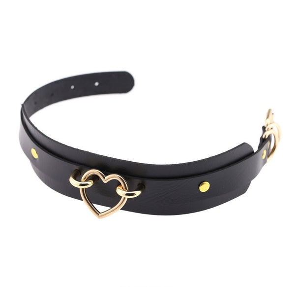 Choker med gullhjerte Svart