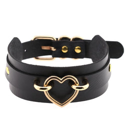 Choker med gullhjerte Svart