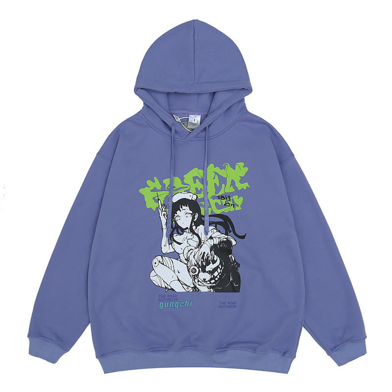 Harajuku Kankoshi 看護師 Hoodie blå YouAreCornyBye