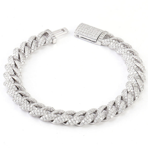 Cubansk Armbånd med 10mm Moissanite Diamanter + GRA CERT