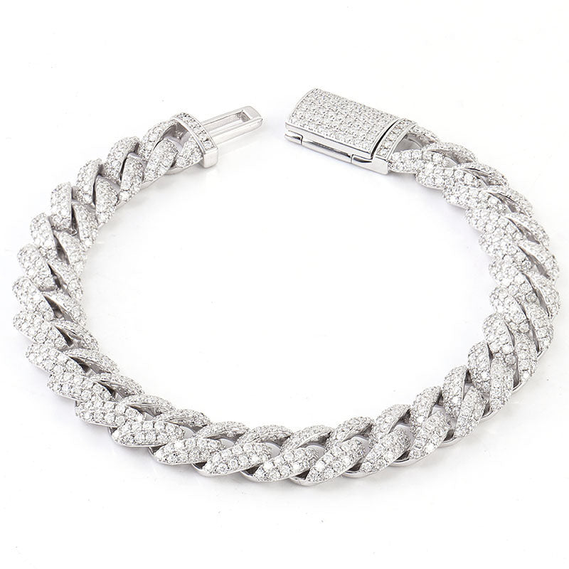 Cubansk Armbånd med 10mm Moissanite Diamanter + GRA CERT