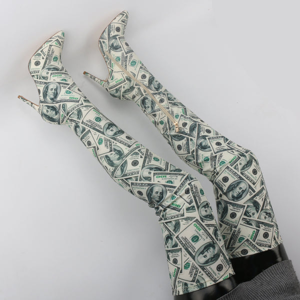 Dollar Stiletto Over Knee Boots