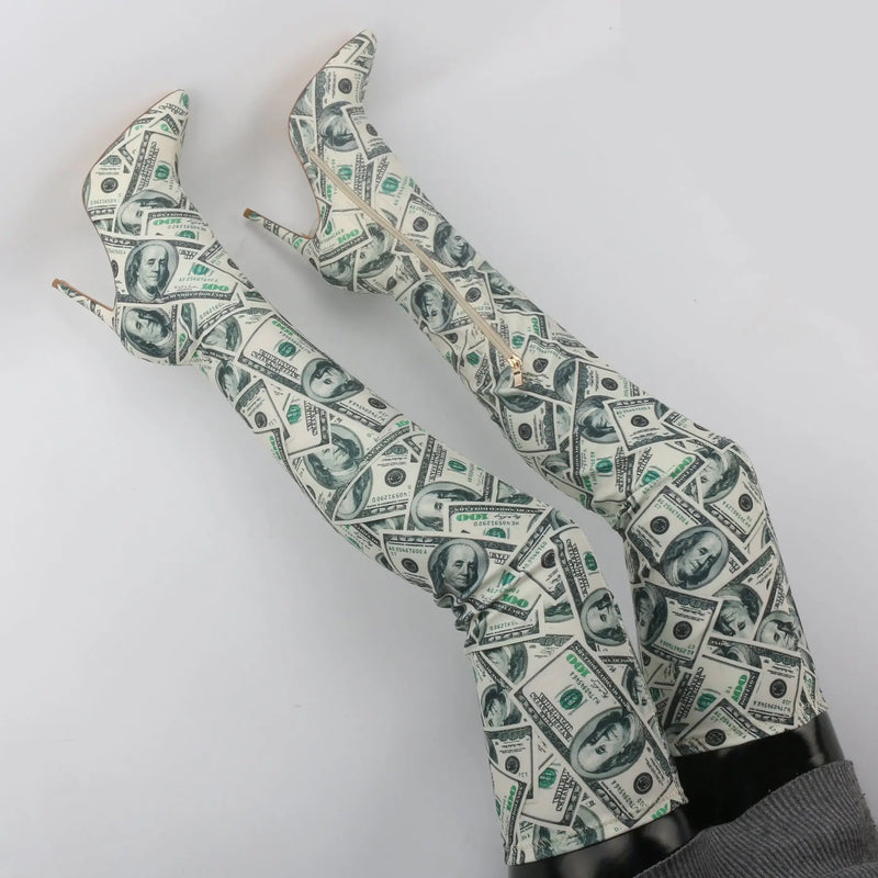 Dollar Stiletto Over Knee Boots