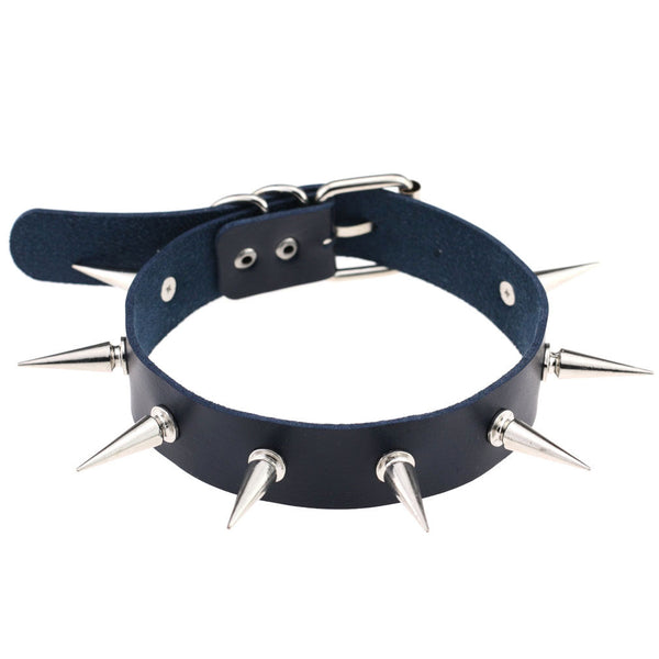 Spikes Choker Mørkeblå