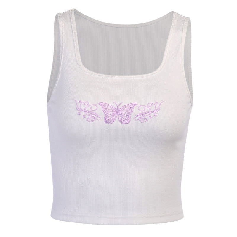 Embroidered Butterfly Tank Topp YouAreCornyBye