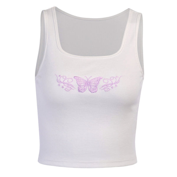 Embroidered Butterfly Tank Topp