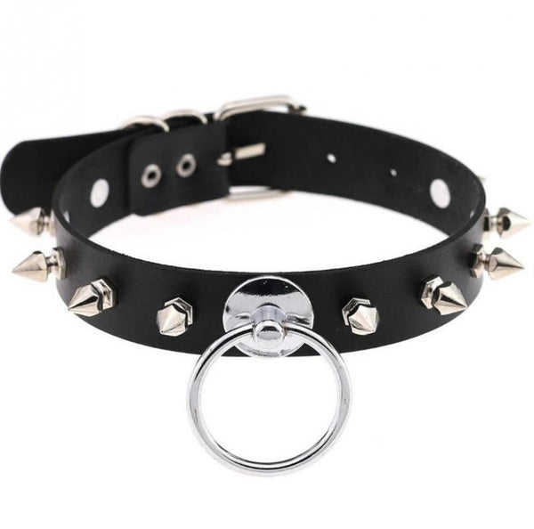 Studded Choker med ring Svart
