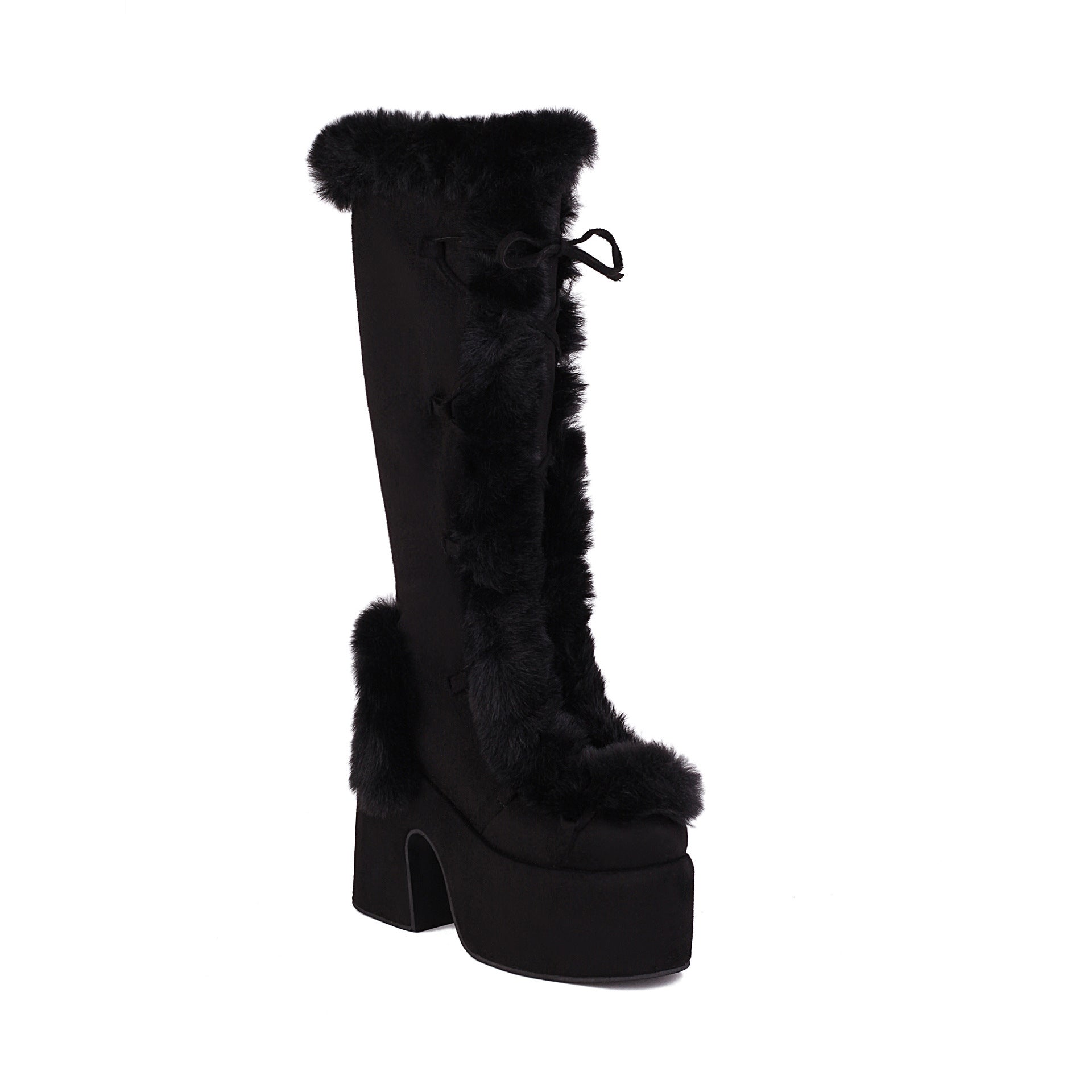 Funky Fur Platform Boots Black YouAreCornyBye