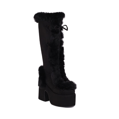 Funky Fur Platform Boots Black YouAreCornyBye