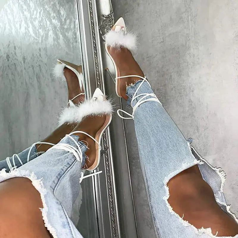 Perle Stiletto Sko Bianco