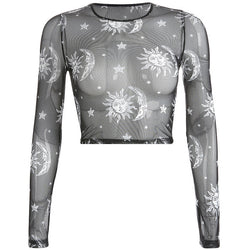 Sun and Triple Moon Mesh Crop Topp YouAreCornyBye