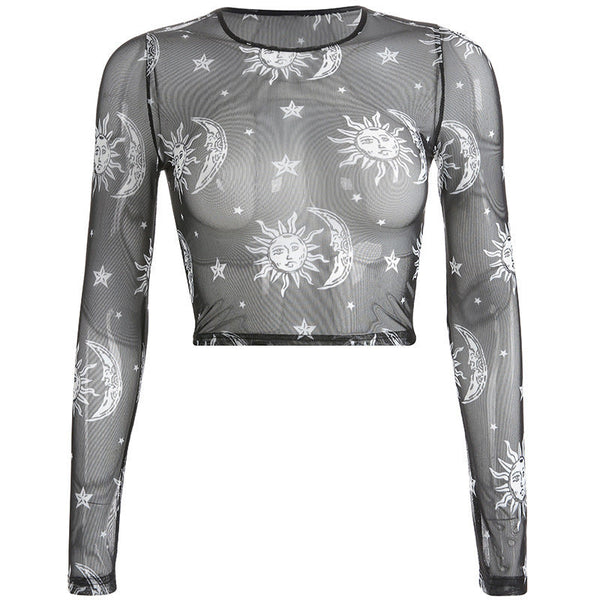 Sun and Triple Moon Mesh Crop Topp YouAreCornyBye