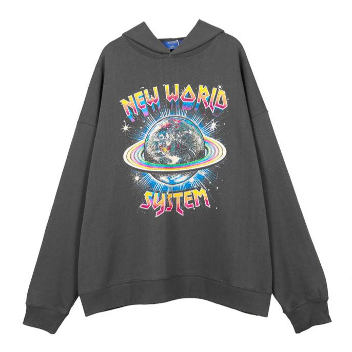 New World System Hoodie Grå YouAreCornyBye