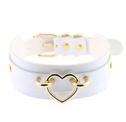 Choker med gullhjerte Hvit