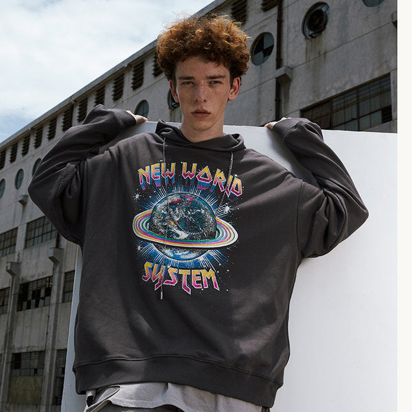 New World System Hoodie Grå
