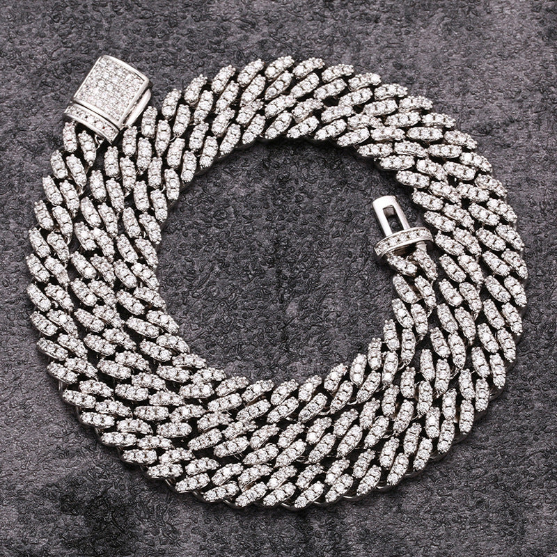 S925 Sterling Silver Kjede, 6mm Cubic Zirconia Stener.