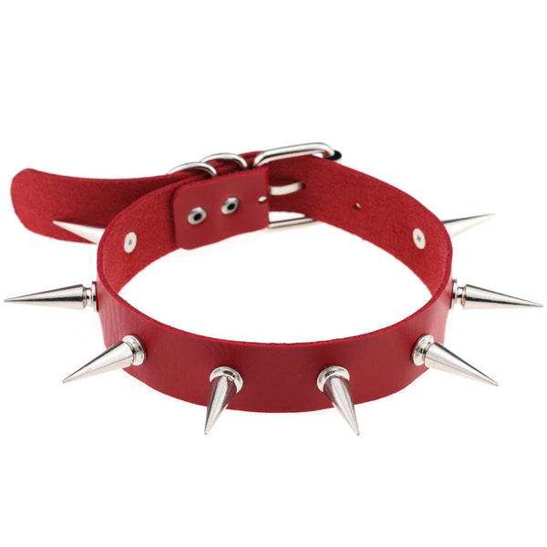 Spikes Choker Rød