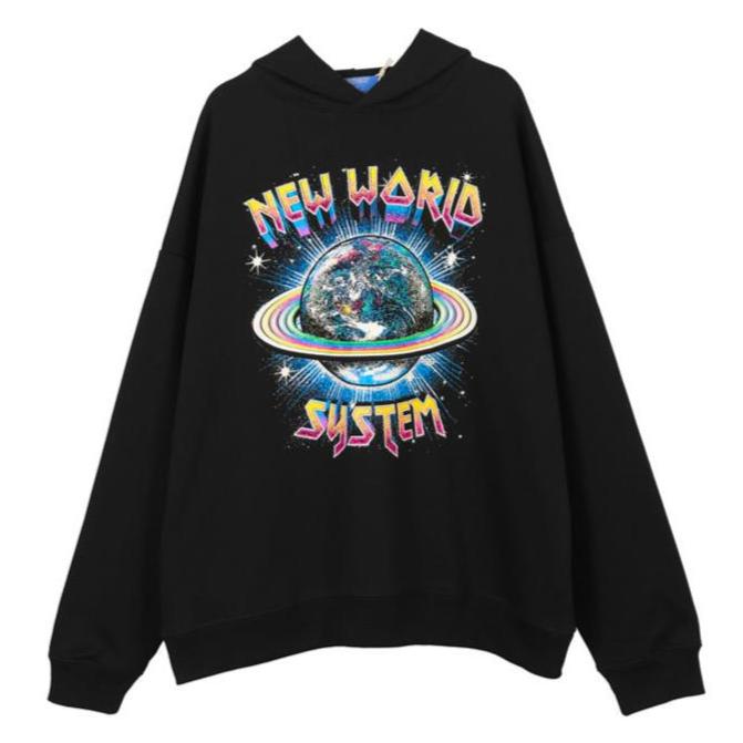 New World System Hoodie Svart YouAreCornyBye