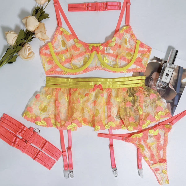 Elena Sunny Embroidered Mesh Sett