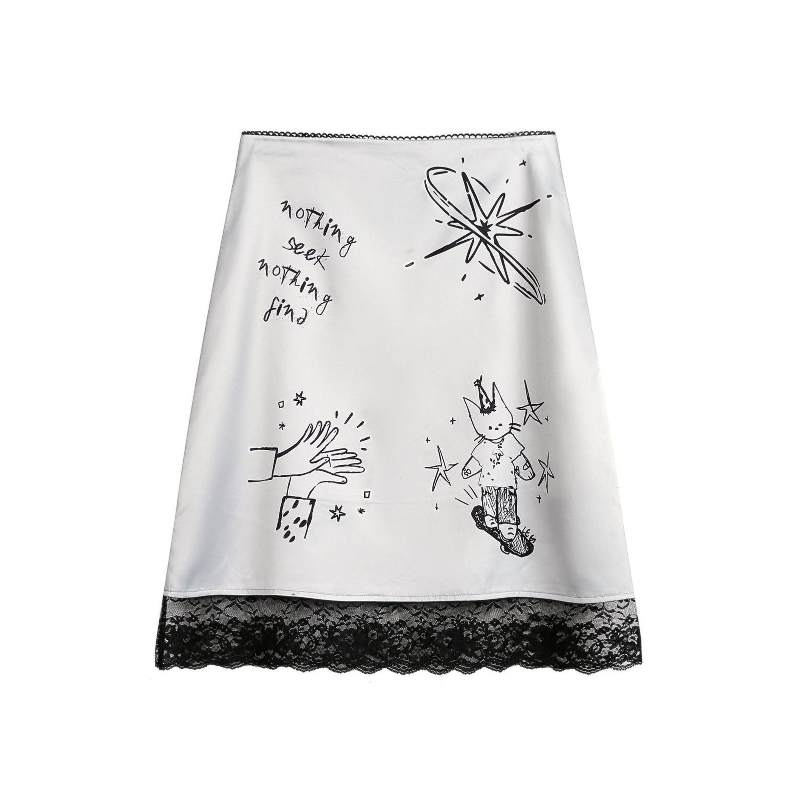 Women's Lace Stitching Lace Graffiti Skirt YouAreCornyBye