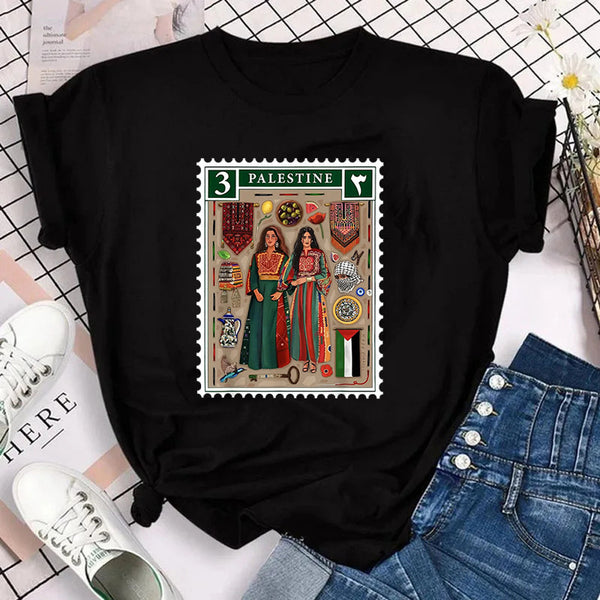 Falastin Frimerke T-shirt svart
