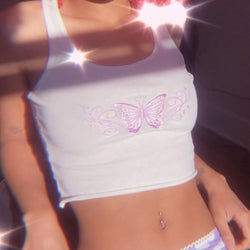 Embroidered Butterfly Tank Topp