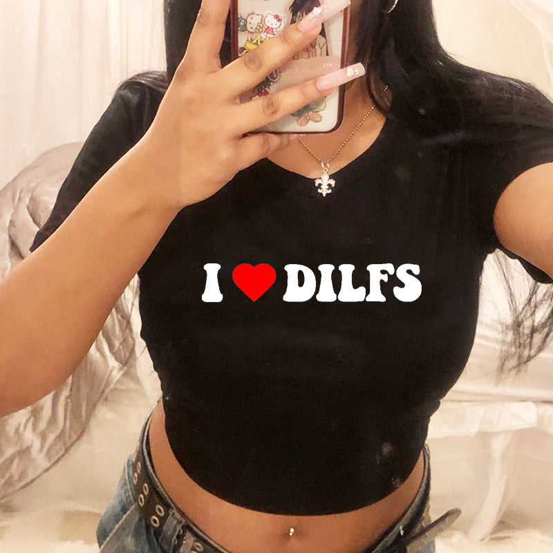 I ♥ DILFs T-shirt svart YouAreCornyBye
