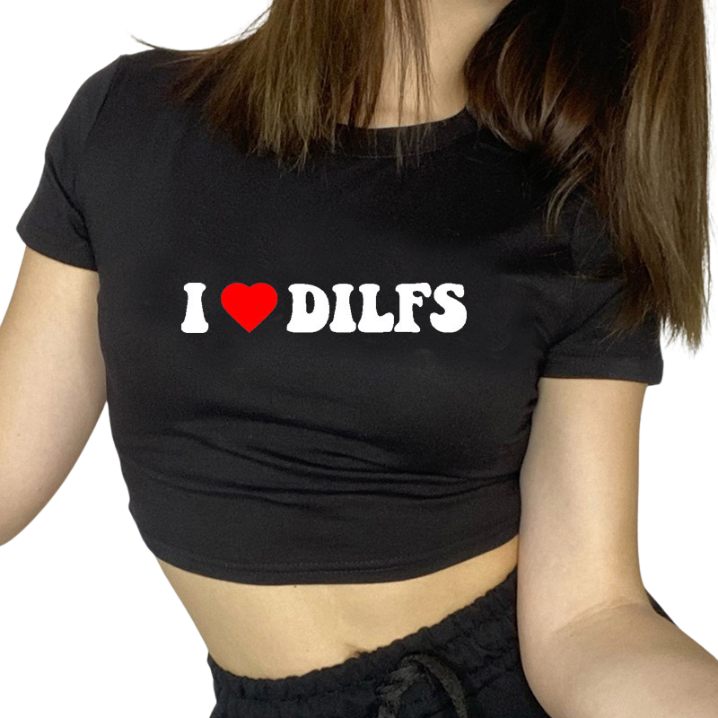 I ♥ DILFs T-shirt svart YouAreCornyBye