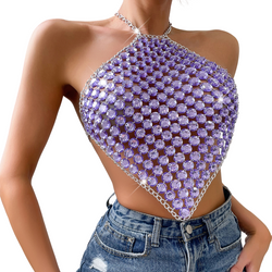 Amethyst Kjede Halter Topp