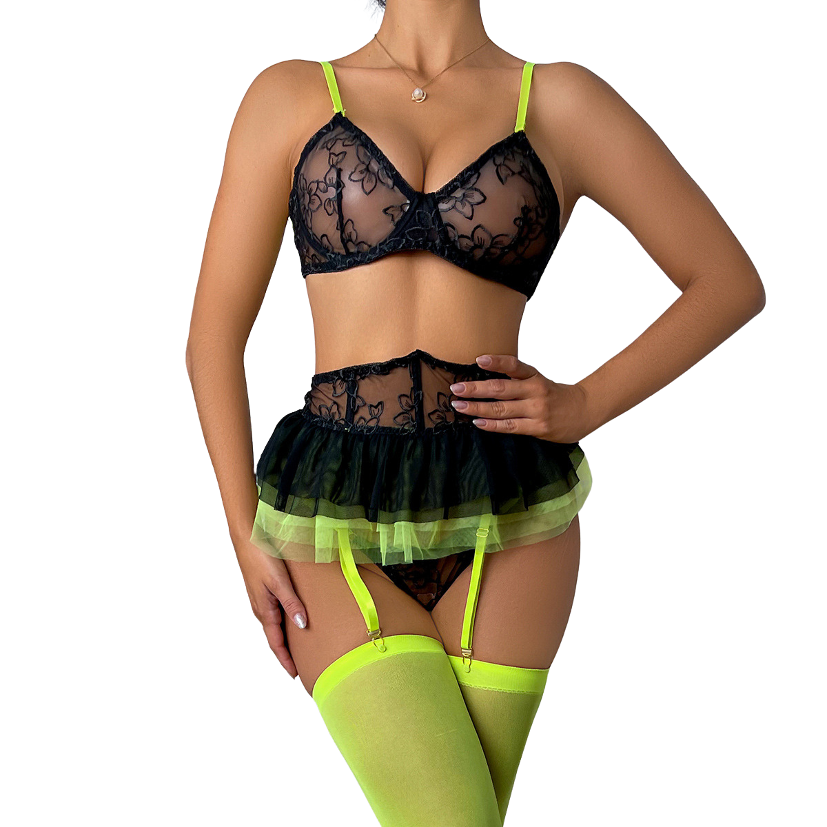 Mona Vert Lingerie Sett + Strømper YouAreCornyBye