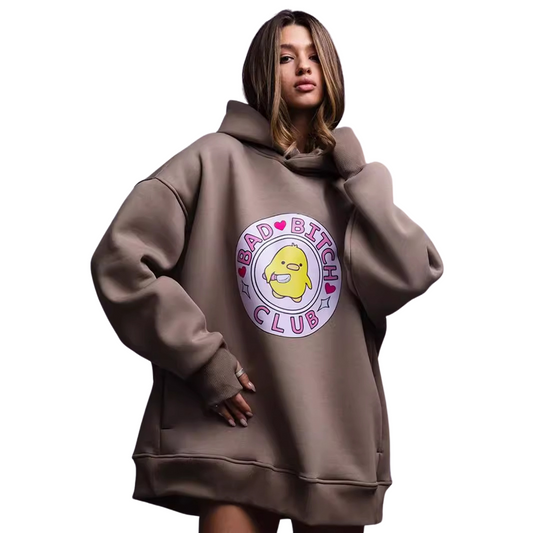 Bad Bitch Club Hoodie Brun