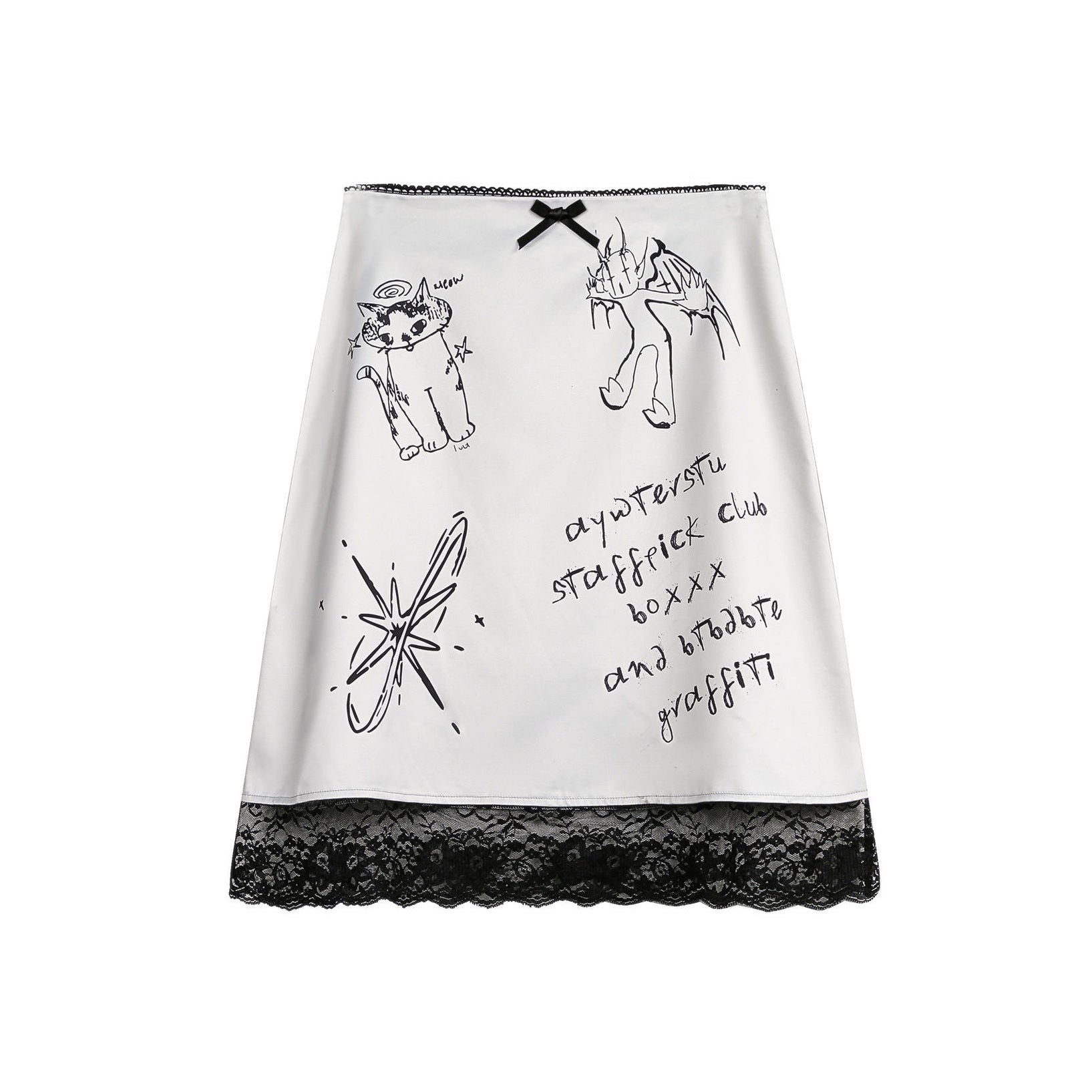 Women's Lace Stitching Lace Graffiti Skirt YouAreCornyBye