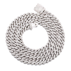 S925 Sterling Silver Kjede, 6mm Cubic Zirconia Stener.
